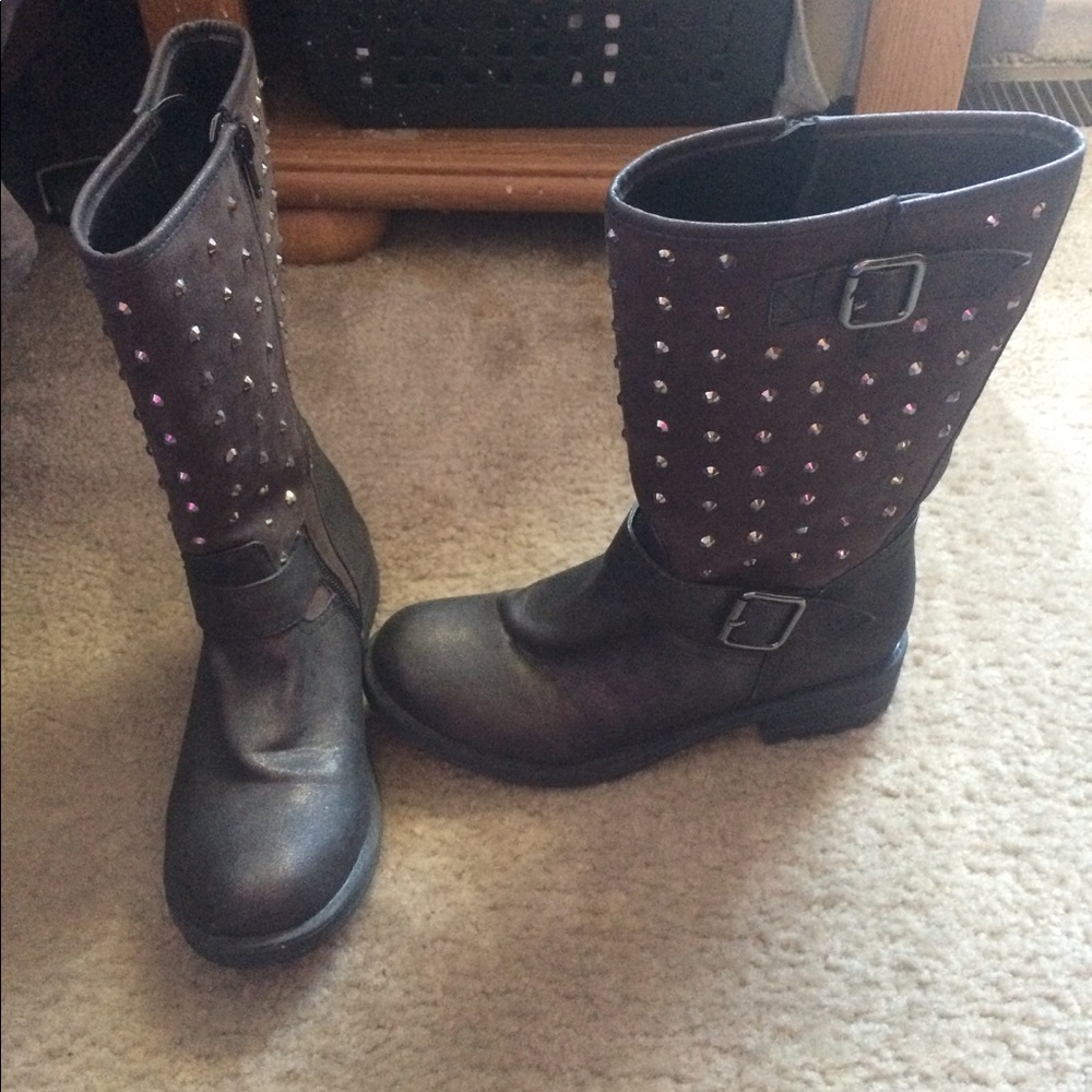 Dark gray studded boots